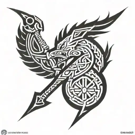 Gugnir The Spear Of Odin Surrounded By Runes