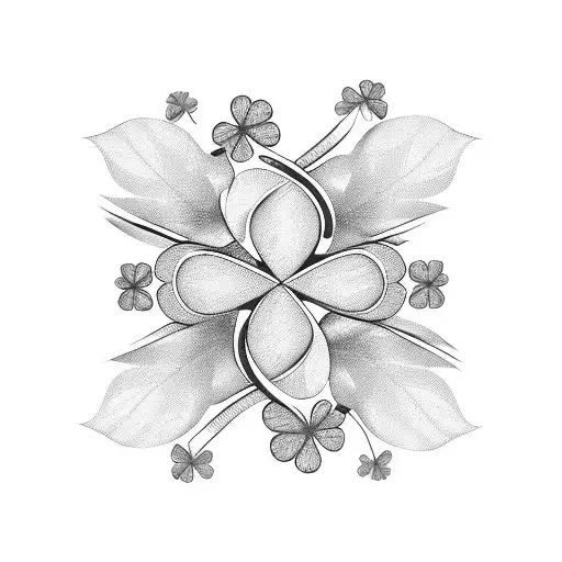 4 Leaf Clover With A Pink Ribbon