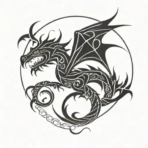 Dragon Made Of Circles Intertwined Within