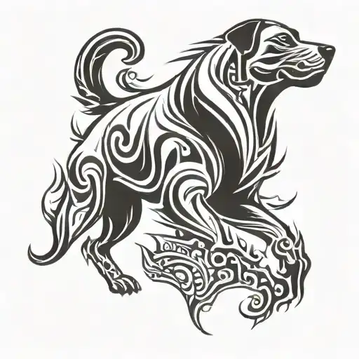 Silhouette Of A Large Dog In A Dynamic Pose