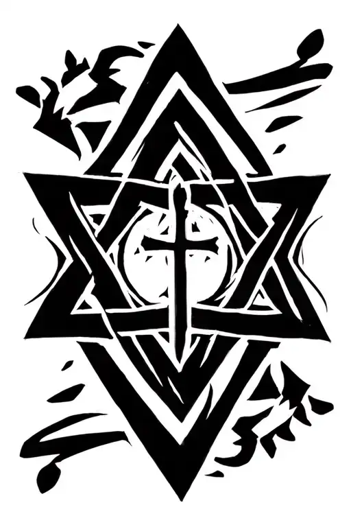 Star Of David With A Christian Cross In The Center