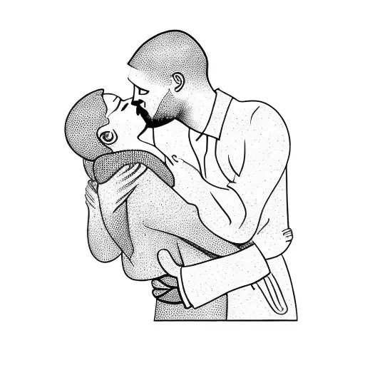 A Man Kissing His Daughter In Time