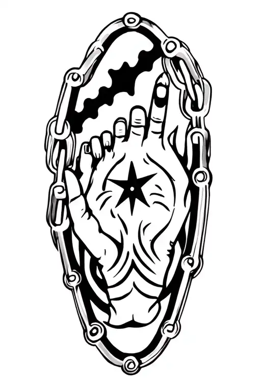 Cycling Chain With A Star Raging A Hand