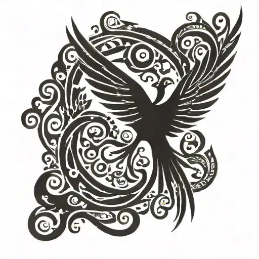 Phoenix With Wings Raised Above