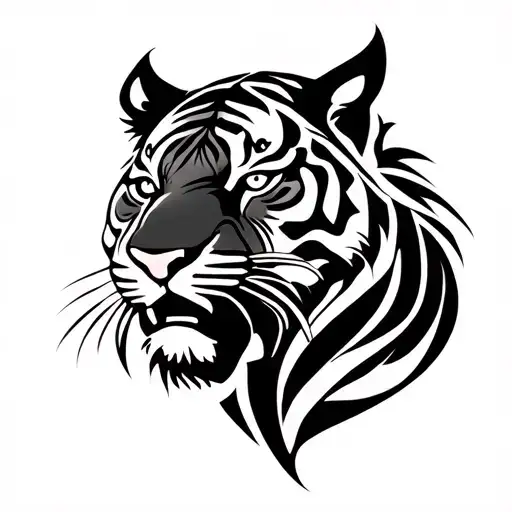 Tribal Patterns Intertwined With Tiger Head