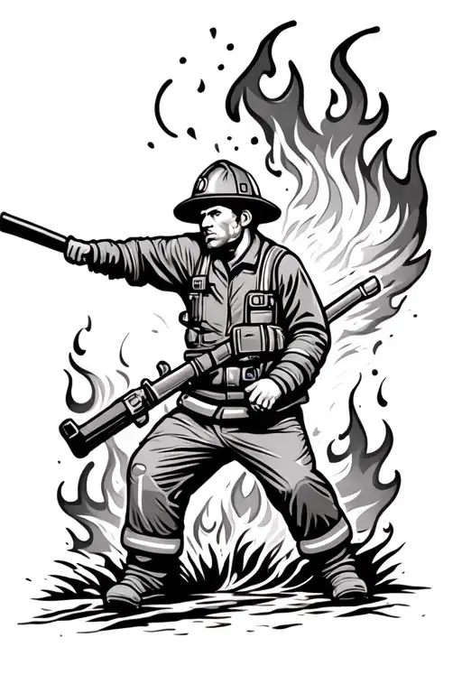 Firefighter Battling Flames All