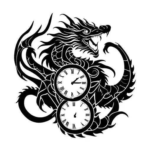 Dragon Holding A Clock