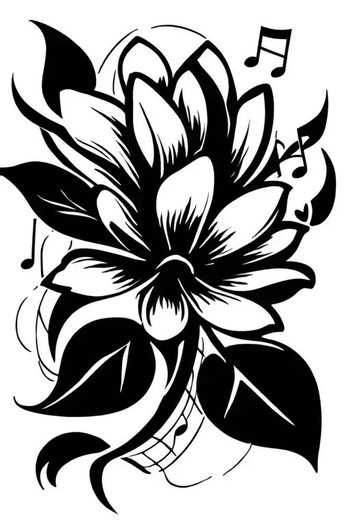 Magnolia Flower Music Notes