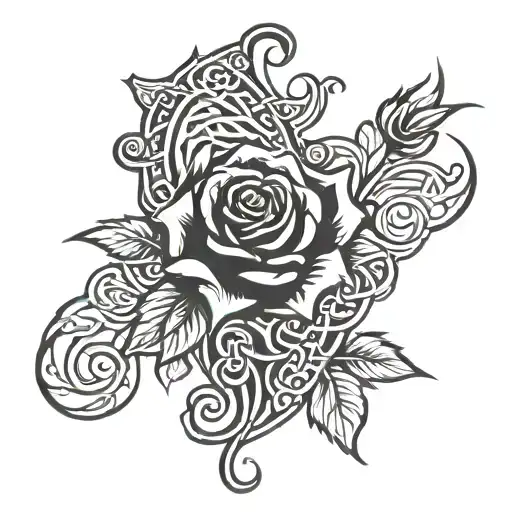 Medieval Dragol Red Roses And Celtic Trachet