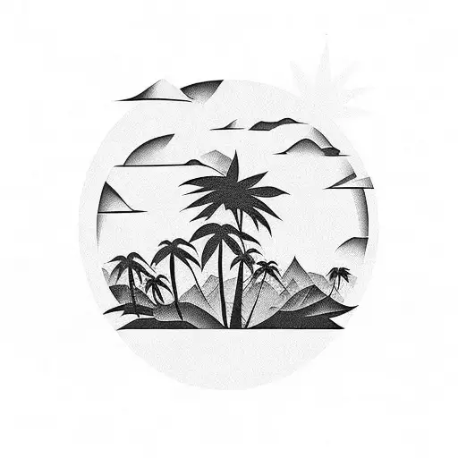 Palm Tree And Montain