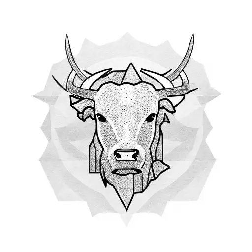 Bull Head With Mountains