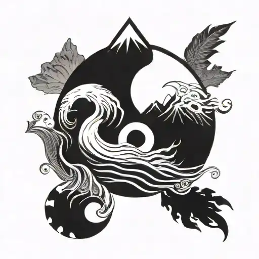 The White Yin-yang Of Solid And Wise Waves And The Black Of Friendly Mountains
