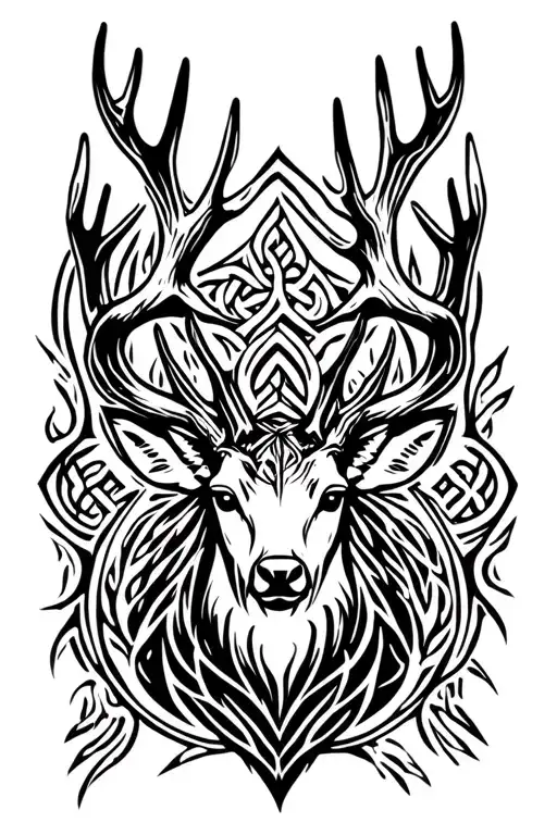 Antler Celtic Deer Head
