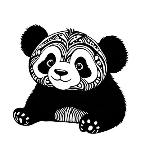 Baby Panda Sitting And His Belly Is A Finger Print