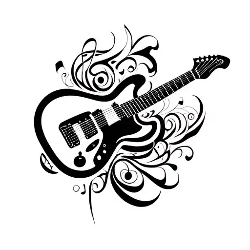 Guitar With Musical Notes