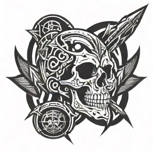 Skull With Rocket Going Through