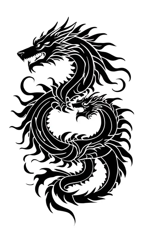 Wolf And Dragon Circling Each Other