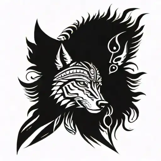 Shaman With Headdress And Wolf