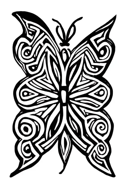 Magic Knotwork Aztec Butterfly Hieroglyph