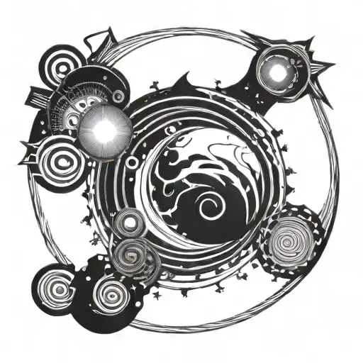 Spiral Galaxy With Planet Representing Universe And Northern Lights