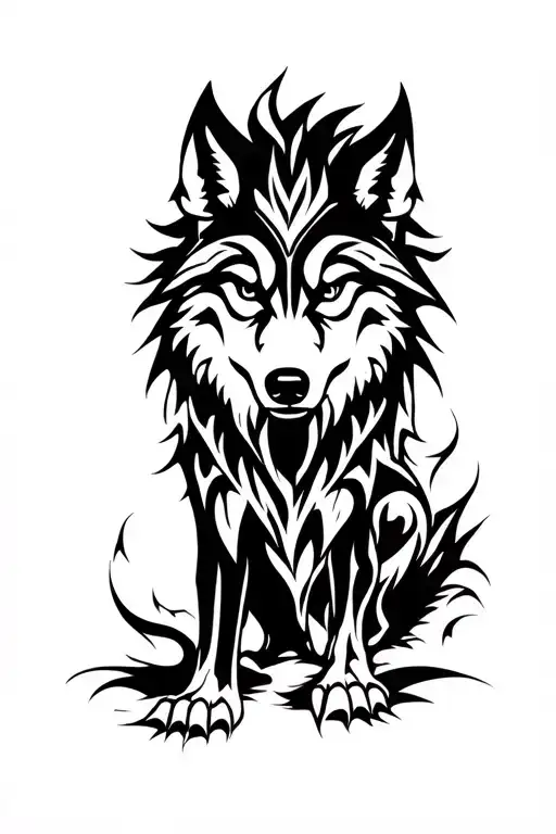 Tribal Wolf Crawling Up