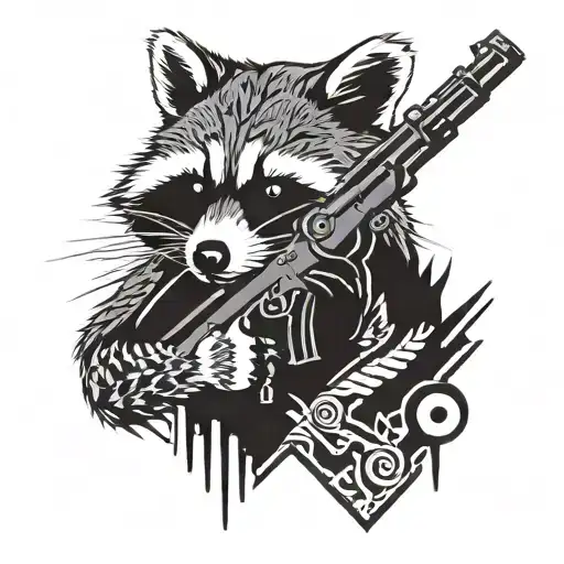 Raccoon With Gun