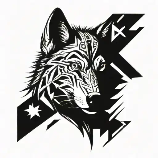 Half Wolf Head Abstract Arrow