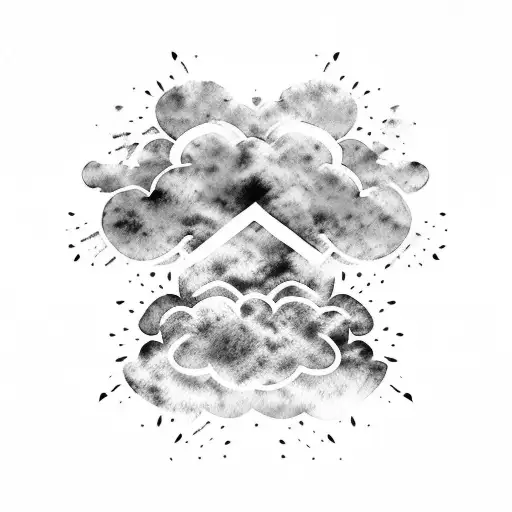 Watercolor Cloud With Black Smoke