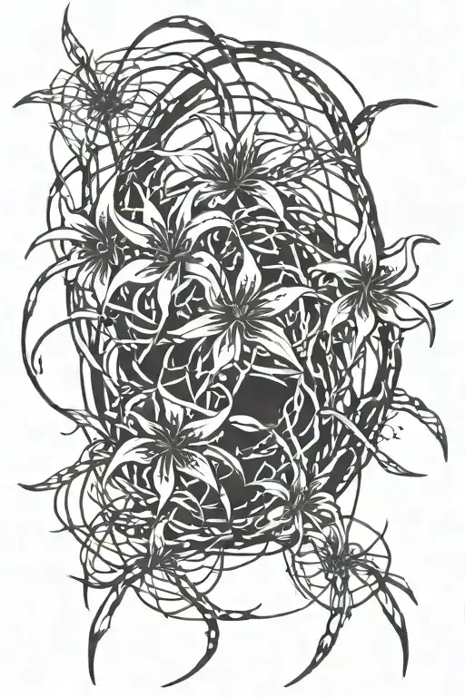 Barbed Wire With Spider Lilies