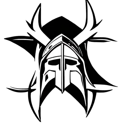 Spartan Helmet On A Cross