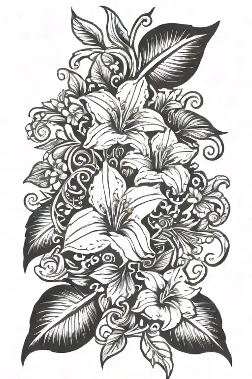 Flower Bouquet Violets Daffodils And Morning Glory Vine Stems