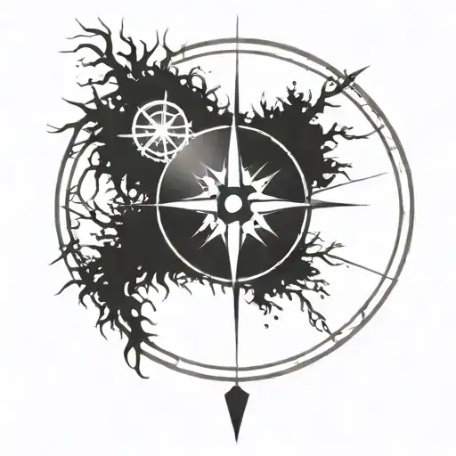 Compass Surrounded With Tree Limbs