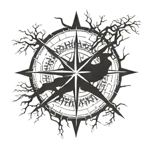 Compass With Tree Roots Reaching Deep