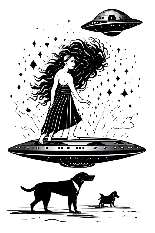 Woman And Dog Pulled Into A Ufo