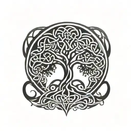 Tree Of Life Celtic Design Incorporating Elements