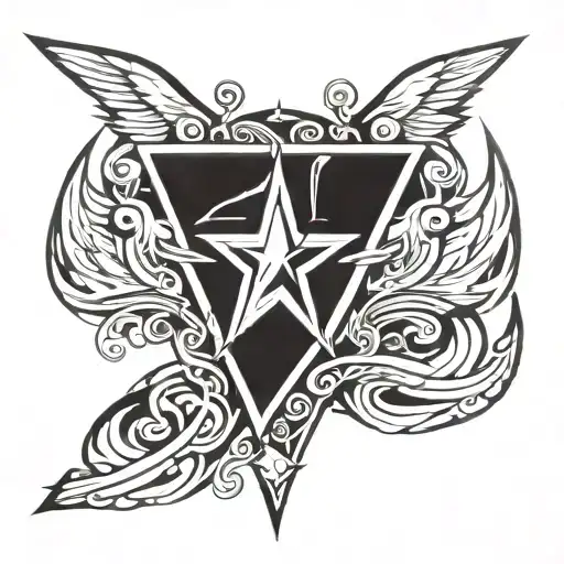 A Black Star With Angel Wings