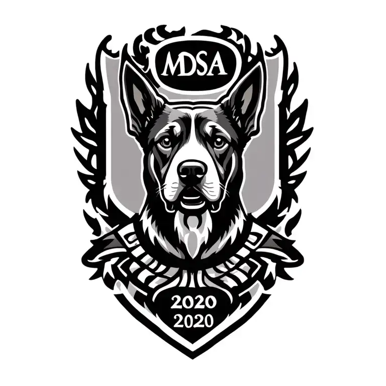 Family Crest Incorporating A Dog And The Family Name Mdsa And Year 2020