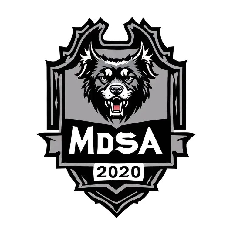 Family Crest Incorporating A Dog Like Beast And The Family Name Mdsa And Year 2020