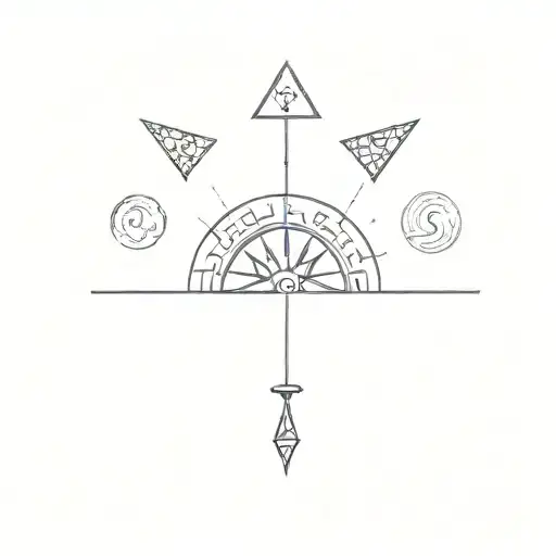 A Tarot Card Line Tattoo Design Combining Elements Of Philosophy