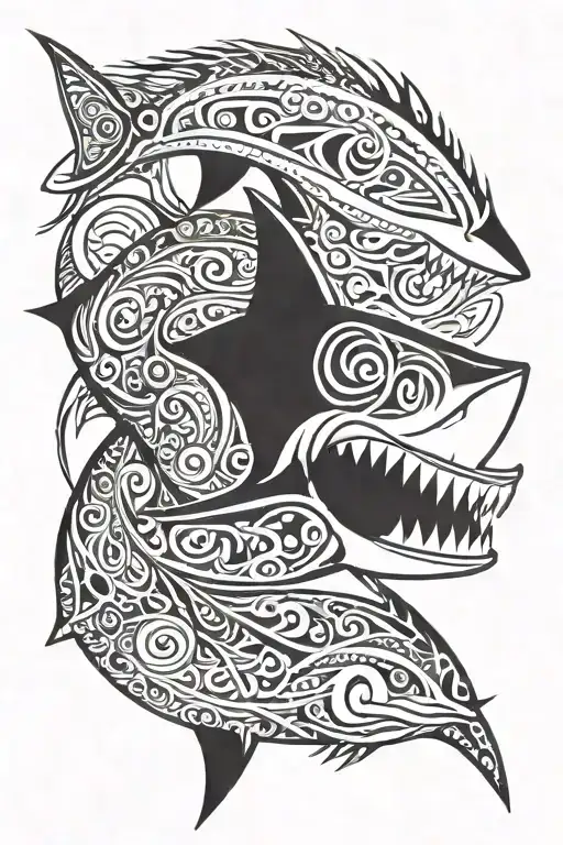 Great White Shark View On Side Profile Maori