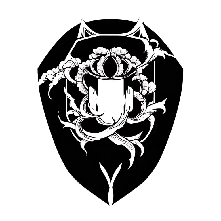 Japanese Nuves That Cover A Rhomboidal Tattoo In The Center Of The Shoulder