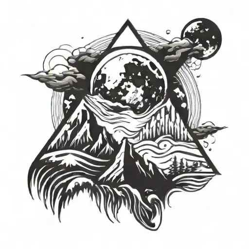 Mountain Peak And Full Moon