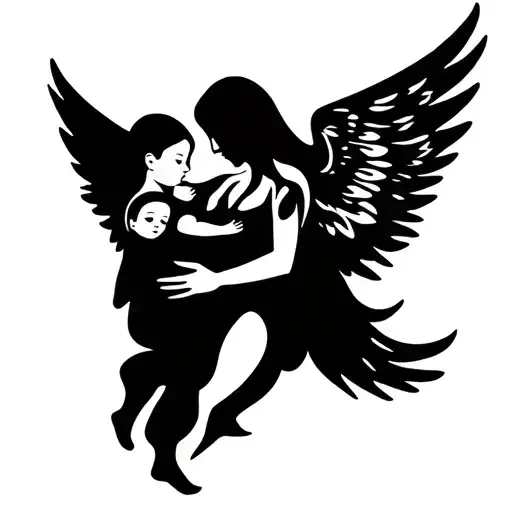 Angel Mom Holding Baby Angel