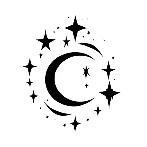 Shooting Star With Stars And Moon