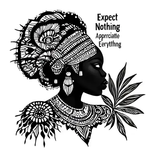 Expect Nothing Appreciate Everything African Themed Lady