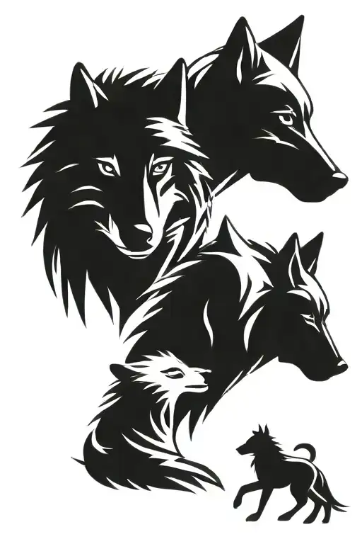 2 Wolfs One White And One Black