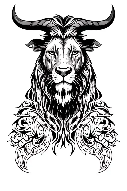 Cape Buffalo And Lion