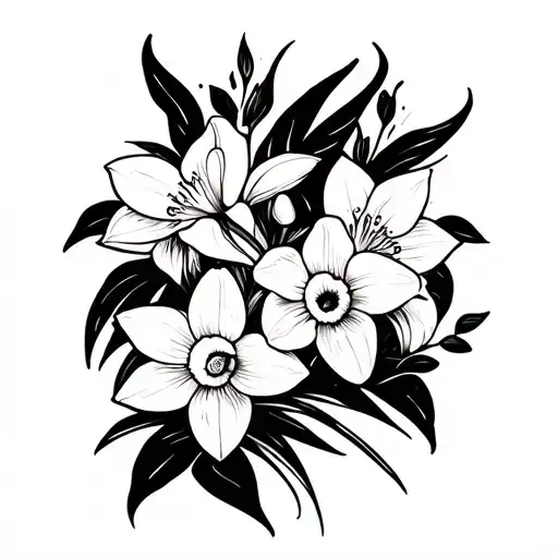 Birth Flower Tattoo With Daffodils And Gladiolus