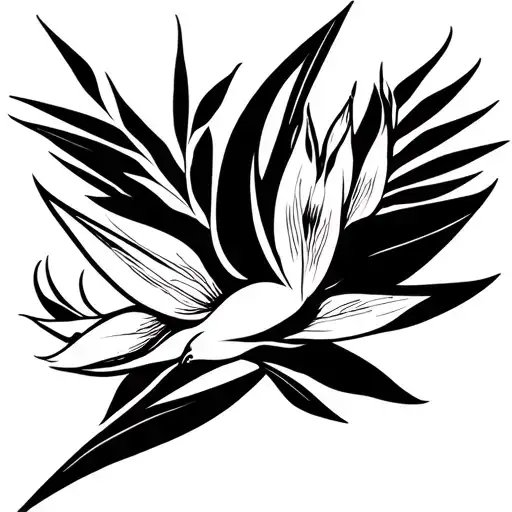 Bird Of Paradise Bird Incorporated With Bird Of Paradise Flower