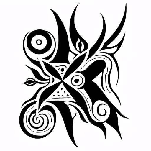African Tribal Inspired Design Tattoo Design Incorporating Symbols